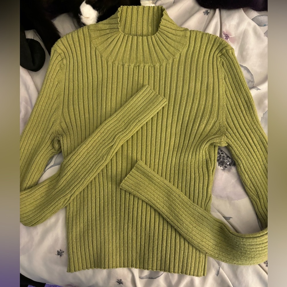 pacsun women’s green turtle neck crop top
